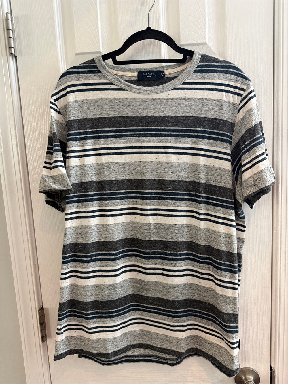 Paul Smith Gray, Navy & White Striped Short Sleeve Tee
